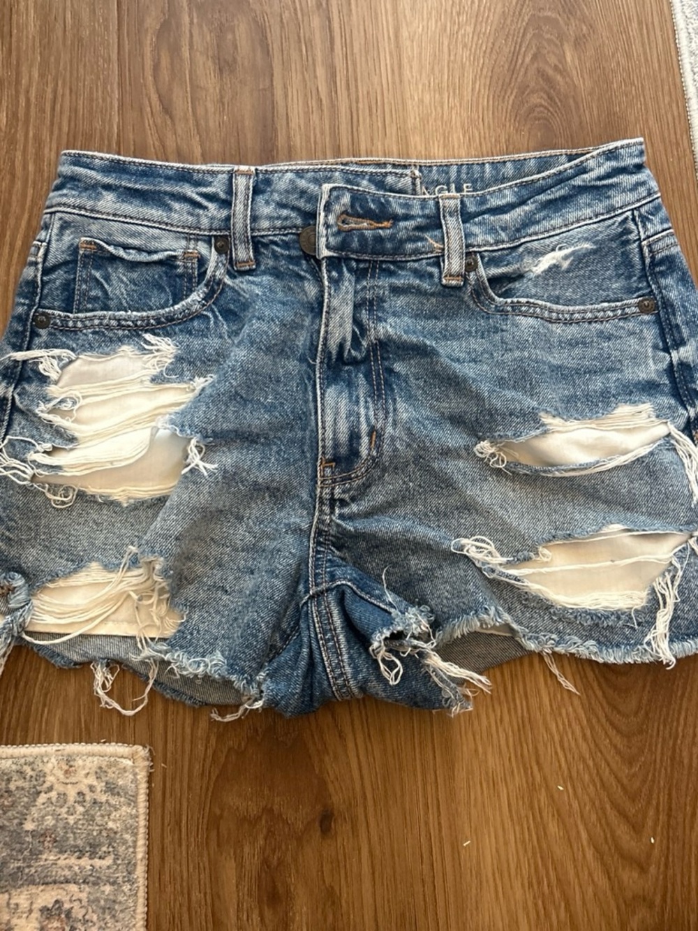 American Eagle Outfitters Distressed Blue Denim Jean Shorts